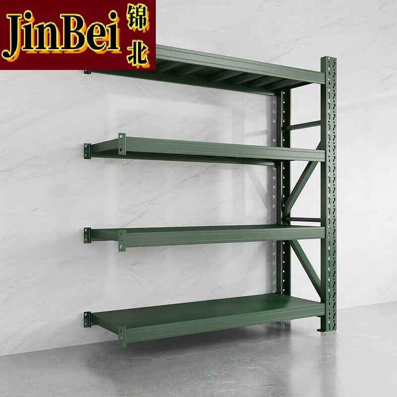 锦北货架仓储库房储物架军绿色四层副架800kg/层重型200*60*200cm
