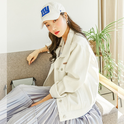 白色牛仔外套女2018女装春季新款韩版宽松学生纯棉牛仔服上衣CYLLSD
