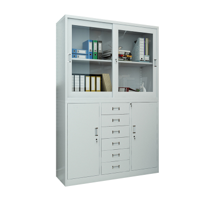 臻远ZY5062300 钢制厚板宽中六文件柜 118*39*180cm(单位:台)灰白色