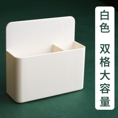 磁性可挂可吸式笔筒白板笔收纳盒黑板壁挂式磁铁笔盒磁力磁吸粉笔挂墙黑板擦墙贴放粉笔的盒子装笔白板悬挂式白色款/双格大容量