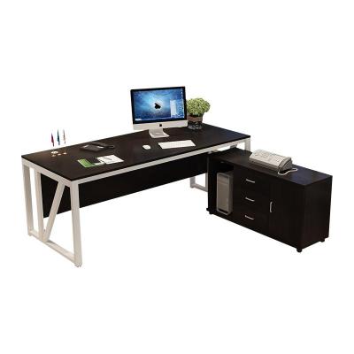 晋舰 办公家具经理办公桌老板桌总裁桌简约现代时尚大气大班台经理桌主管桌椅组合 1.6米+侧柜(白色+白架)