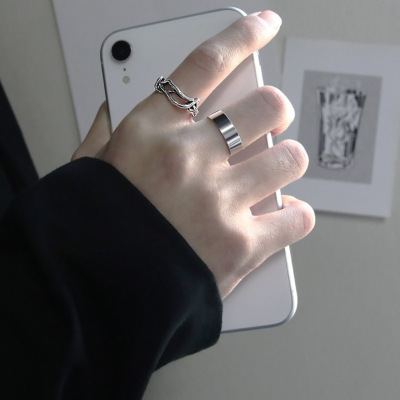 戒指男潮时尚个性ins组合戒男生小众设计指环开口可调节情侣指环送女朋友老婆情人节七夕生日礼物