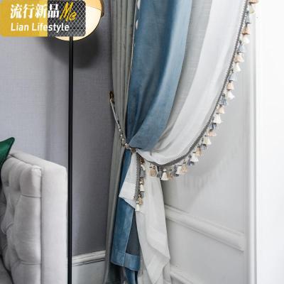 天鹅绒布窗帘北欧简约定制遮光轻奢遮光防风卧室飘窗客厅大气 三维工匠