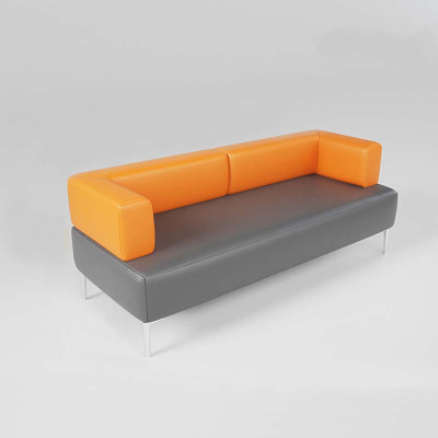 绵冠 简约休闲休息区商务接待皮艺沙发 三人位 1950*720*720mm