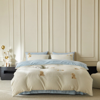 高端A类加厚牛奶绒四件套冬季双面绒保暖婴儿绒床单被套毛巾绣三_734