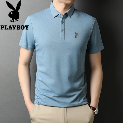 花花公子品质时尚韩版棉短袖男士T恤修身青年男装体恤衣服薄款2021夏天新款