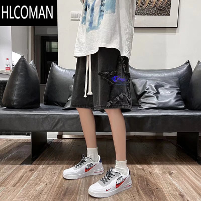HLCOMAN高街小众设计感牛仔短裤男夏季薄款潮牌ins潮流外穿五分休闲中裤