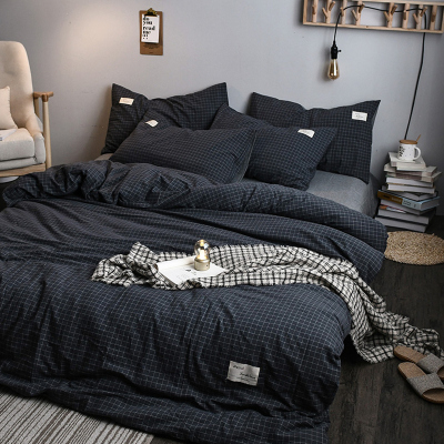 美帮汇北欧风四件套全棉100水洗棉床上用品4被子被套三件套床单