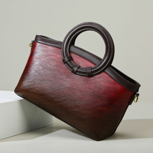 新款大容量圆环手提包包高级感托特包渐变色中年妈妈单肩斜挎女包