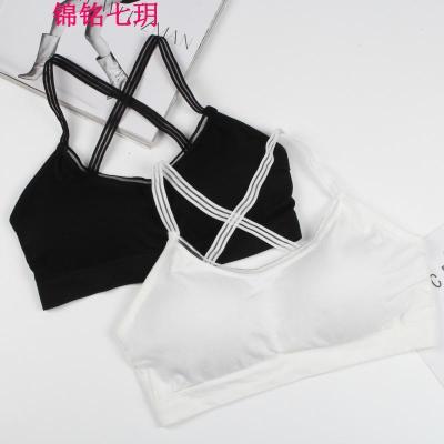 锦铭七玥厂2018 无缝美背交叉带裹胸一体按摩碗运动抹胸