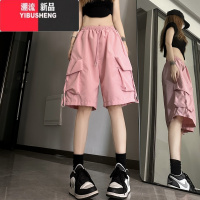 YIBUSHENG美式复古工装短裤女季薄款宽松小个子运动休闲直筒阔腿五分裤子