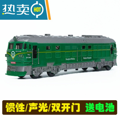 皮卡玩具车仿卡车模型儿童玩具车城市警车运输声光惯性小汽车真智力双头火车绿色-回力玩具