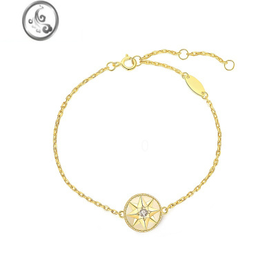 JiMi银银欧美金色八芒星幸运罗盘手链女ins小众设计时尚百搭气质手饰