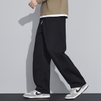 |秋季新款日系复古针织卫裤宽松小弯刀男士阔腿裤休闲版型