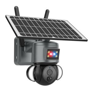 无线太阳能警报灯WiFi摄像头跨境户外监控4G高清全彩夜视摄像机