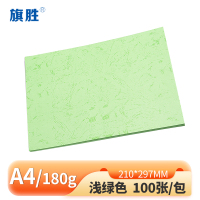 旗胜 彩色平面皮纹纸浅绿色180g A4 包