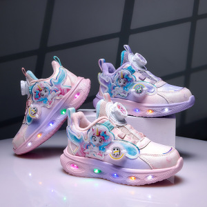 儿童亮灯运动鞋秋冬新款加绒保暖女童鞋中小童轻便学生跑步鞋