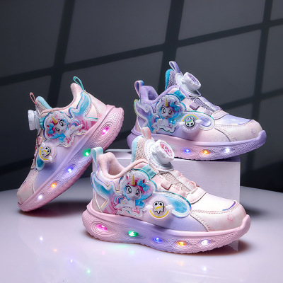 儿童亮灯运动鞋秋冬新款加绒保暖女童鞋中小童轻便学生跑步鞋_440