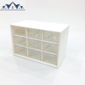 *片片吖*简约9格迷你收纳盒桌面收纳抽屉式储物盒透明小首饰整理 三维工匠 M2九宫格（白色）送一张贴纸