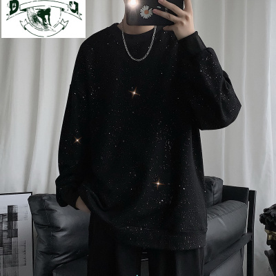 HLCOMAN黑暗系男装ulzzang卫衣男反光满天星复古港风chic设计感上衣小众卫衣