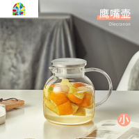 凉水壶玻璃茶壶耐热防爆凉白开冷水壶可高温家用扎壶水壶水杯套装 FENGHOU 1.8L鹰嘴壶+4圆趣杯(彩把)