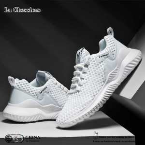 La Chessiers大眼网夏季男鞋2025新款潮流百搭男士运动跑步休闲小白鞋飞织网面大码情侣老爹鞋