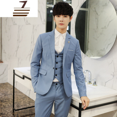 NEWLAKE18春秋款西服套装中年男士休闲商务西装套装婚礼服爸爸装灰色潮男