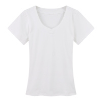 YIBUSHENG黑色正肩收腰V领短袖t恤女季2024新款纯欲修身显瘦辣妹紧身上衣