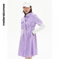 [1件5折价:109.5]美特斯邦威纯色收腰连衣裙女春季新款舒适百搭裙子女