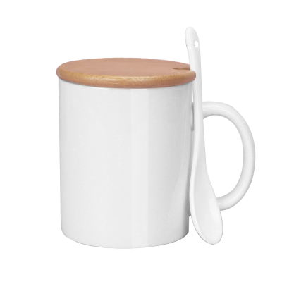 优诗提念YSTN-SB08 330ml带盖勺马克杯(计价单位:个)白色