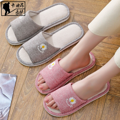 厂家自发-亚麻拖鞋女情侣小雏菊四季室内居家家用防滑地板凉拖鞋男男士拖鞋迈诗蒙