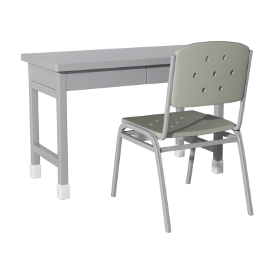 翌嘉 制式营具办公桌营房钢制学习桌 制式二抽桌椅组合(一桌一椅)