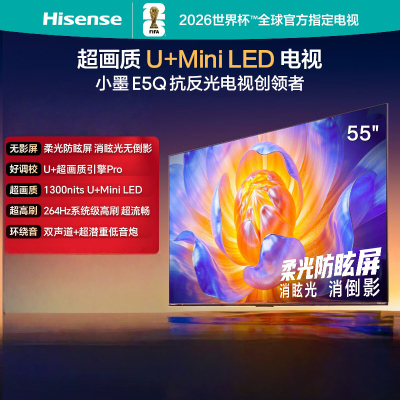 海信电视 55E5Q 55英寸 超画质U+Mini LED 柔光防眩屏 264Hz高刷 U+超画质引擎Pro AI智能