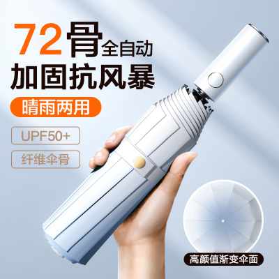 雨伞渐变色高颜值耐用加粗雨伞女防晒防紫外线晴雨伞折叠男遮阳伞