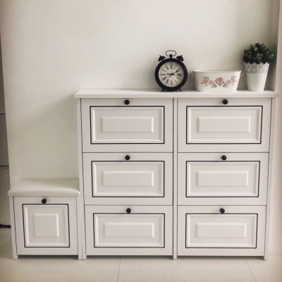 简约现代白色超薄翻斗鞋柜17cm玄关柜厅柜大容量鞋橱宜家用