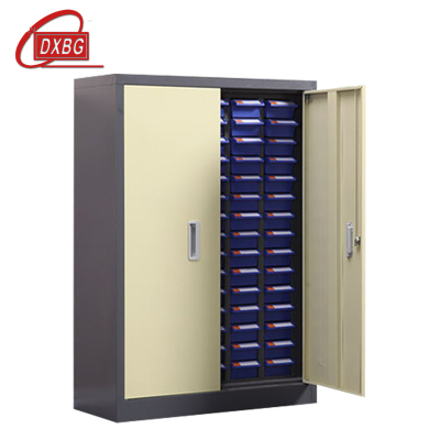 DXBG文件柜零件整理柜抽屉式铁皮柜分类柜文件柜75抽蓝色带门小号抽屉
