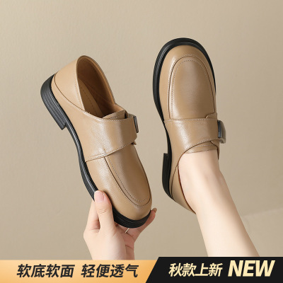 真皮乐福鞋女新款头层牛皮24春秋季英伦风小皮鞋休闲大码单鞋
