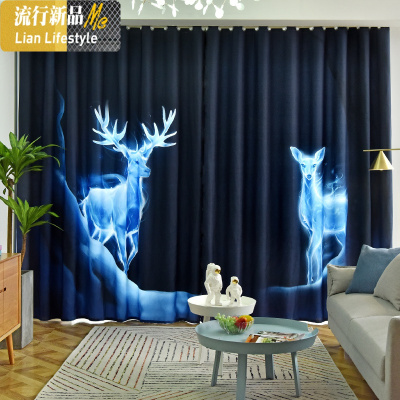 2020新款窗帘北欧简约网红ins风现个性创意文客厅卧室飘窗遮光帘 三维工匠
