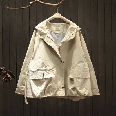 广赫2020秋季新款连帽复古工装宽松风衣休闲时尚潮流百搭女士上衣外套风衣