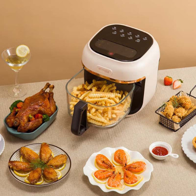 山水(SANSUI)空气炸锅大容量可视多功能4L电炸锅 SKZ-A27D杏色AF-1200A1