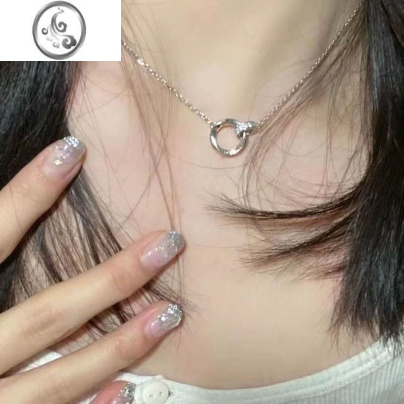 JiMi莫比乌斯环环相扣项链女轻奢高级感设计小众锁骨链情侣闺蜜项链