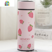 粉色清新保温杯女学生韩版创意潮流便携水杯文艺简约304不锈钢杯子 FENGHOU 草莓+茶漏450ML