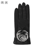 端固触屏加绒整皮羊皮手套均码D17T/副