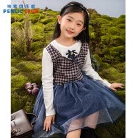 [新品5折价:119元]铅笔俱乐部童装2025秋装新款女童连衣裙儿童假两件裙子中大童拼接纱裙