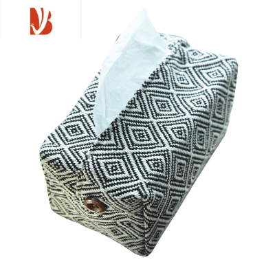 三维工匠北欧风客厅抽纸盒 纸巾盒布艺棉麻纸巾袋简约ins分餐厅纸巾套家用 黑白 波西