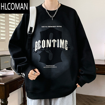 HLCOMAN卫衣男款潮牌宽松圆领长袖t恤男2024年新款休闲百搭上衣服