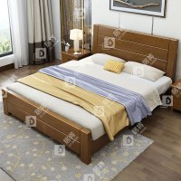 居将 JJ4012005 胡桃色实木床单人床宿舍公寓床 1.5米床含1个床头柜