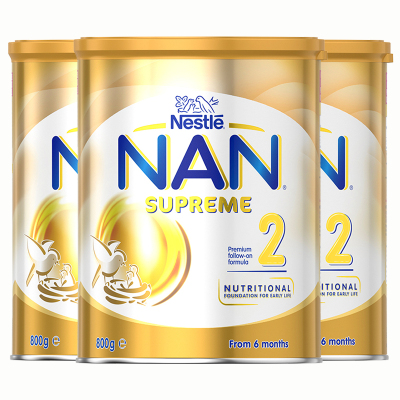 3罐|澳洲Nestle雀巢超级能恩SUPREME2段（6-12月）适度水解婴幼儿奶粉800g/罐22年5月