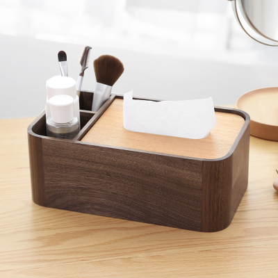 欧式纸巾盒阿斯卡利(ASCARI)客厅创意简约家用餐巾抽纸盒北欧ins茶几桌面收大圆角桌面收纳盒（胡桃木+水曲柳）