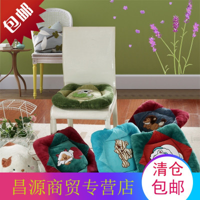 可爱卡通水晶绒榻榻米坐垫椅垫办公室毛绒系带坐垫学生餐椅电脑椅